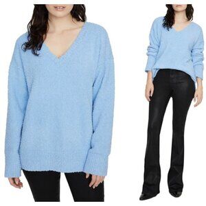 NEW Sanctuary L V-neck Teddy Pullover Sweater Chunky boucle popcorn knit